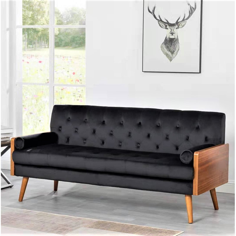 Laramie 68.5'' Velvet Sofa, Black