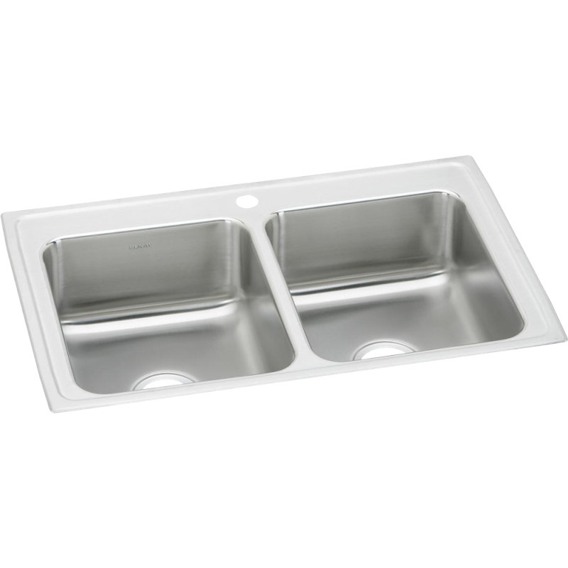 Lustertone 33" L x 21.25" W Double Basin Drop-In Kitchen Sink, 1 hole