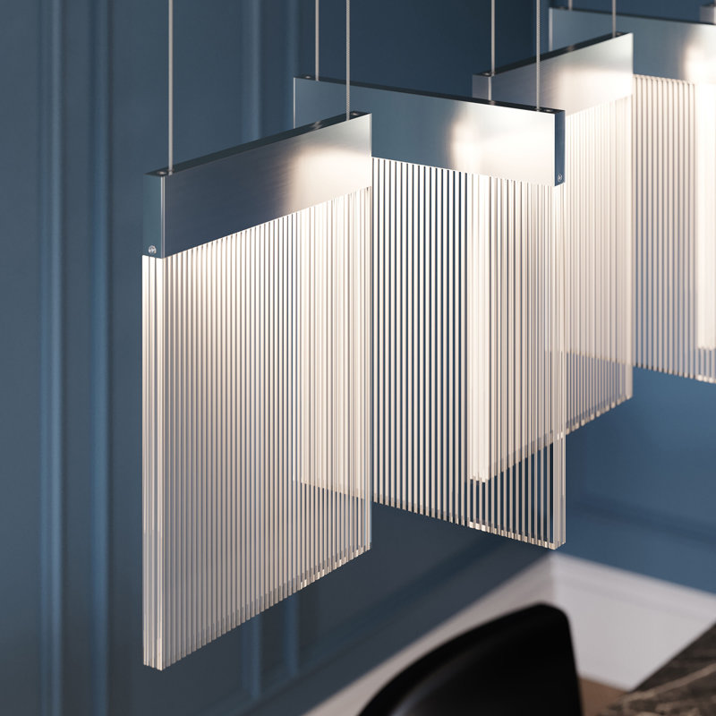 V Panels 7 - Light LED Pendant, Brass