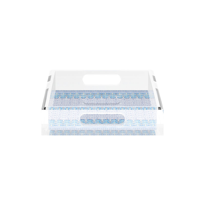 Plateau décoratif Iznik, L 12,5 po x P 7,75 po x H 2 po, Bleu