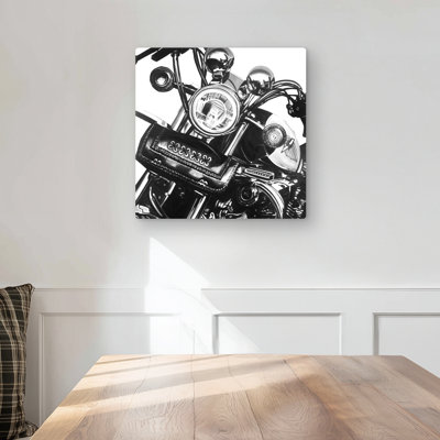 Realistic Motorcycle Gray Metal Print | Home Decor Artwork
