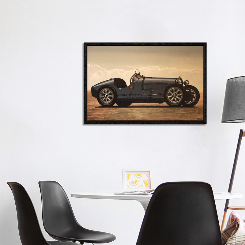 Bugatti by Paul Meijering - Painting on Canvas, 101.6 cm H x 66.04 cm W, Black Framed