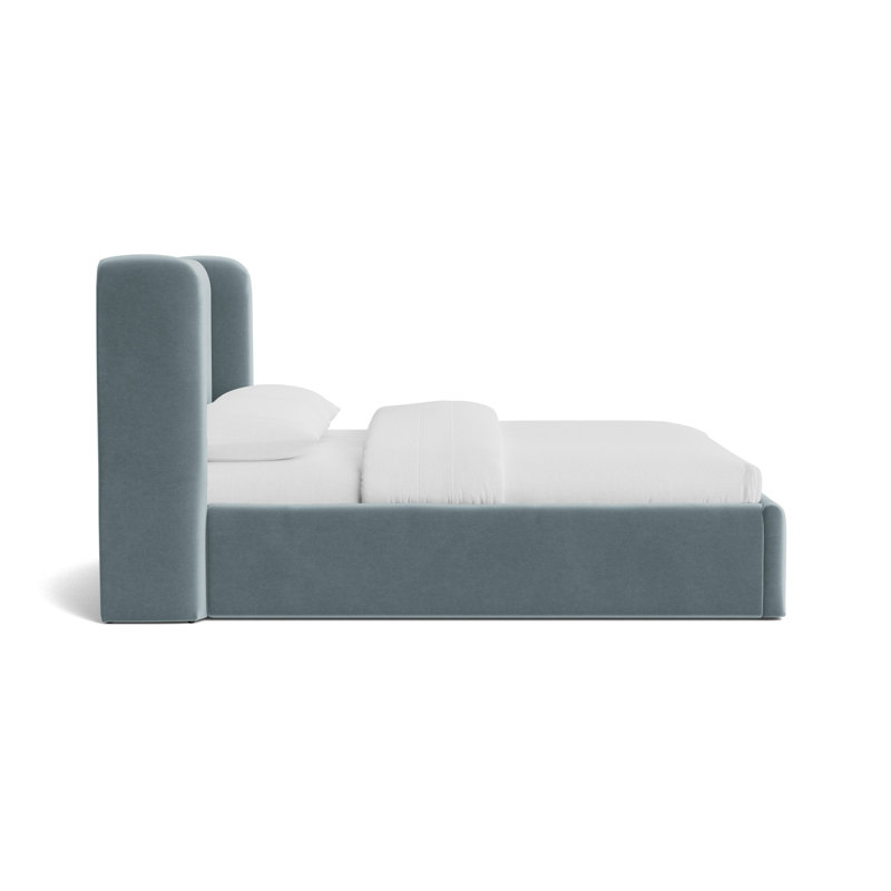 Niles 48 Floating Rail Bed, King, Performance Velvet - Harbor
