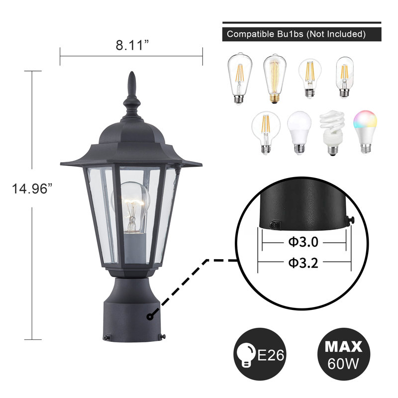 Berkett Outdoor waterproof Post Light, Black
