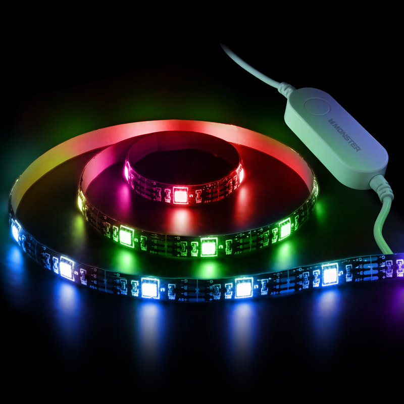 Bande lumineuse à DEL multicolore intelligente de 6,5 pi, commande pour application mobile