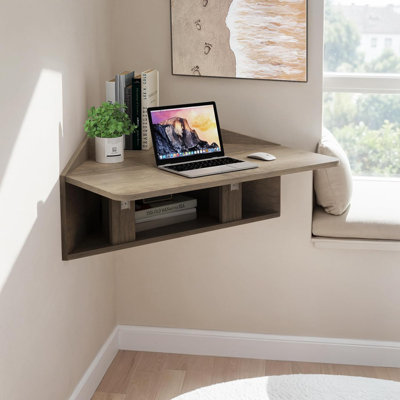 Bureau de coin mural gris pliable