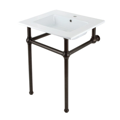 Kingston Brass Templeton 25-Inch Ceramic Console Sink with Brass Legs