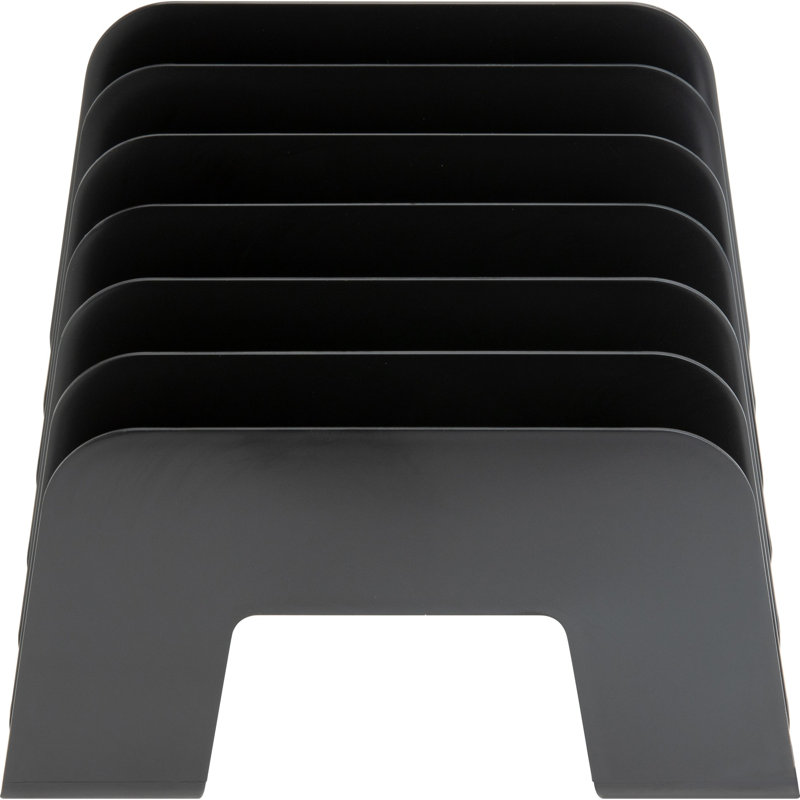 Black Plastic 6-Compartment Incline Desk Sorter