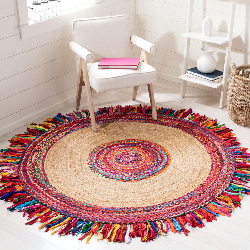 Ashwell Hand Woven Cotton/Jute Rug in Natural, Round 7'
