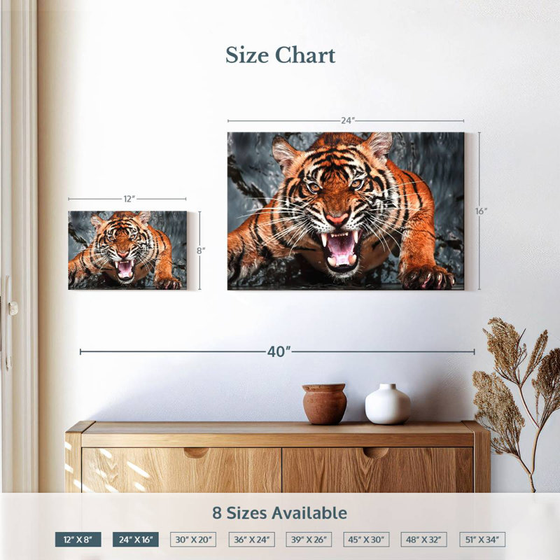 Famous Tiger Fury, 16" H x 24" W