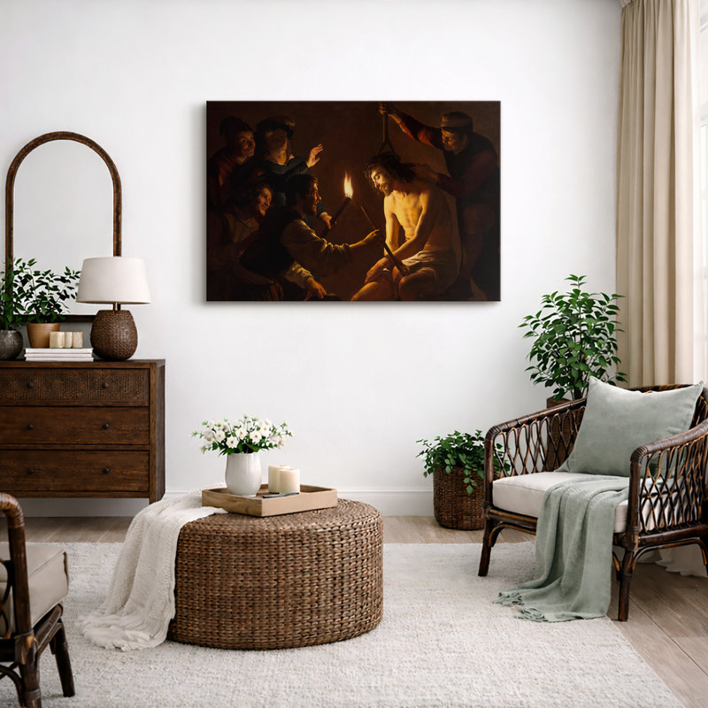 «Christ Crowned with Thorns», œuvre d'art baroque, images de salle d'étude, impression sur toile encadrée et giclée sur toile.