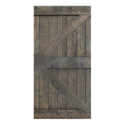 K Style Solid Wood Sliding Barn Door Without Hardware Kit (Door Slab Only) - Assembly Needed