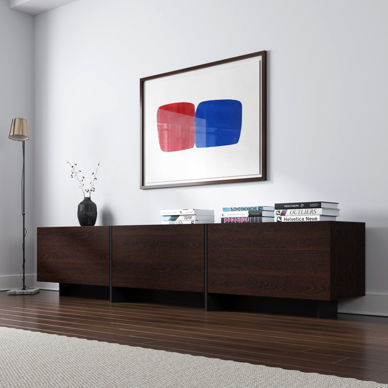 Tv Stand With 4 3abinets And Wood Grain Finish