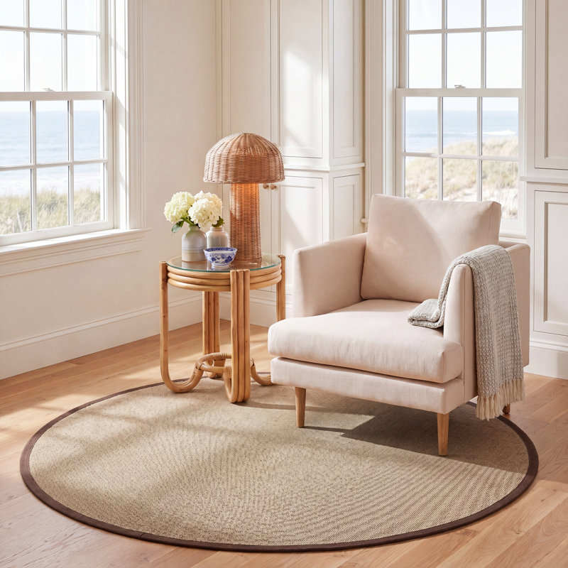 Ruthwell Natural Fiber Sisal Pile Solid Color Rug, Round 6'
