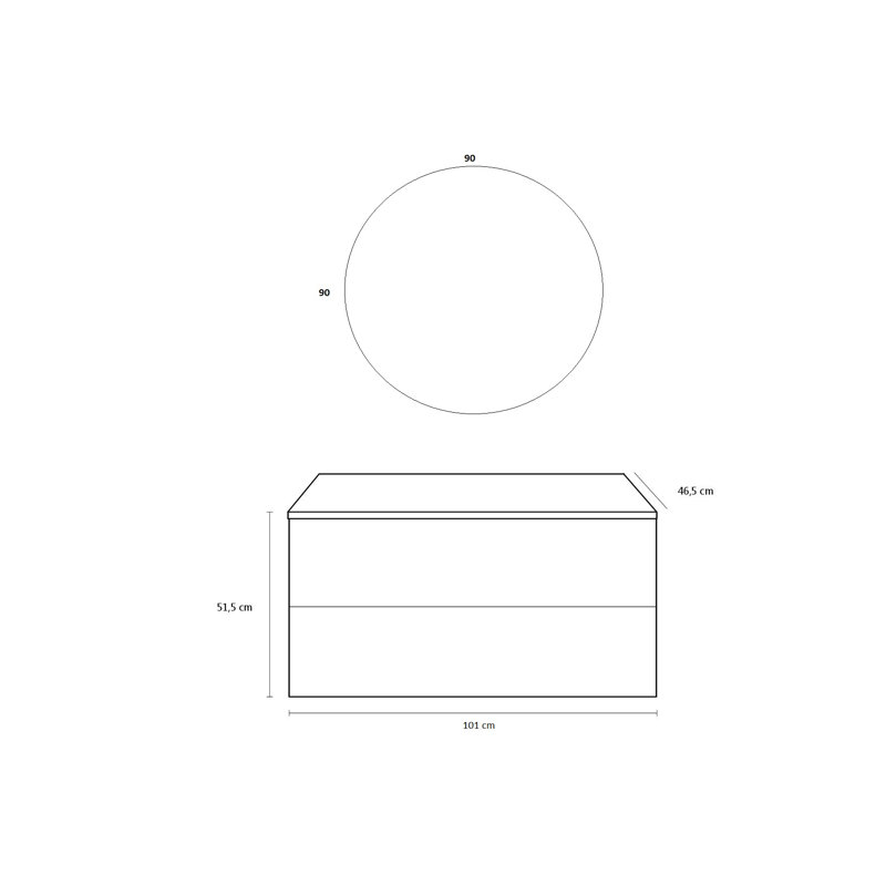Canvar 101mm Single Bathroom Vanity with Drop In Ceramic Basin, White, White