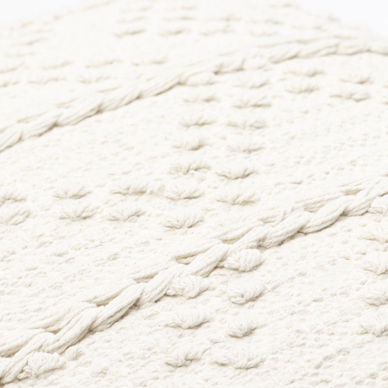 Dorceus Cotton Throw Square, Polyester/Polyfill, 22" x 22", White