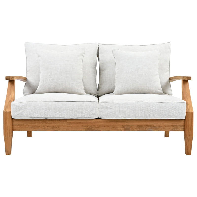 Causeuse de patio en bois de teck Clairmont, Blanc