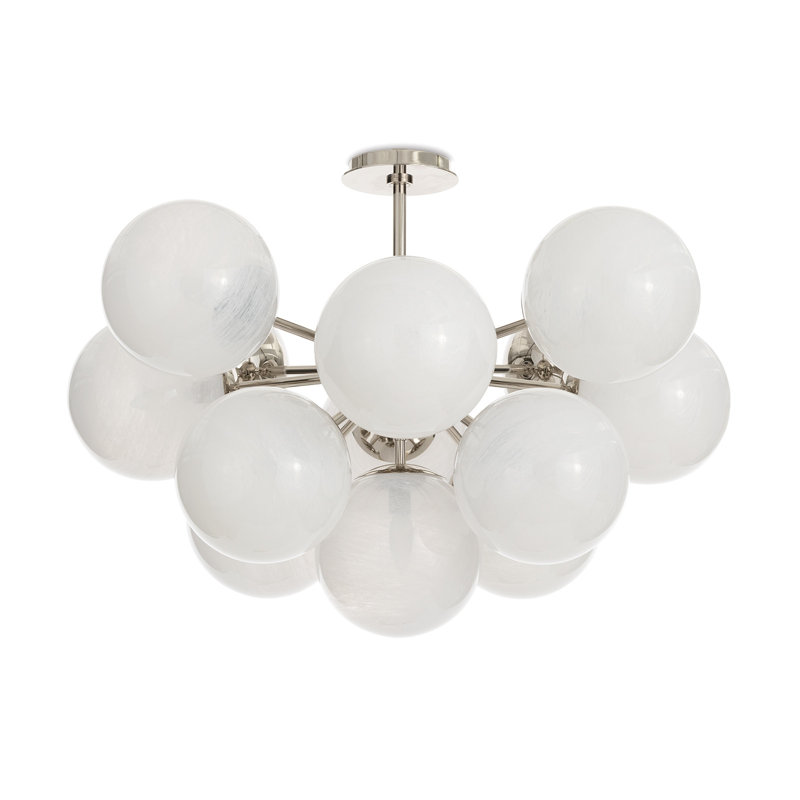 Shine 12 - Light Semi Flush Mount, Swirl Glass, Polished Nickel