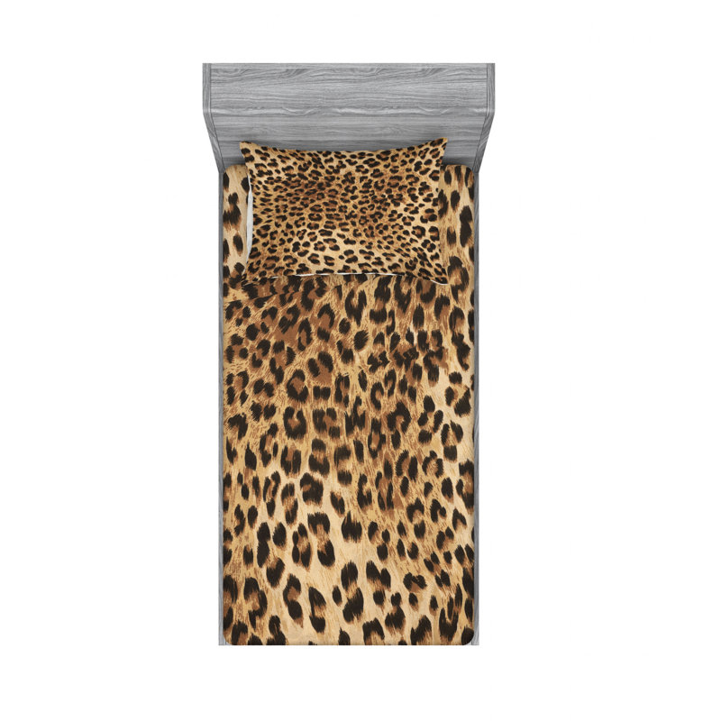 Microfiber Animal Print Sheet Set, Twin XL Sheet Set with Fitted Sheet