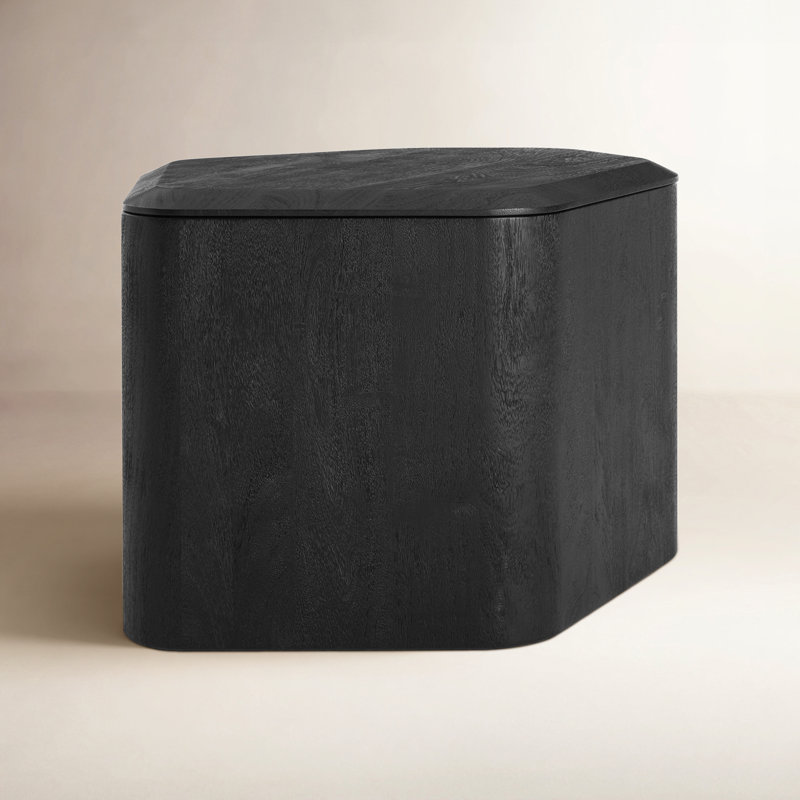 Hoard Solid Wood End Table, Black-Stained Acacia, 15" H x 22" W x 18" D