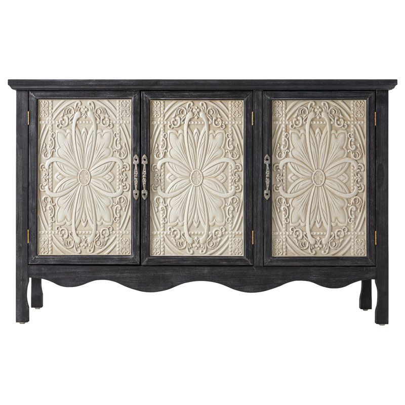 Irim Solid Wood Vintage Vibe Accent Cabinet, Black