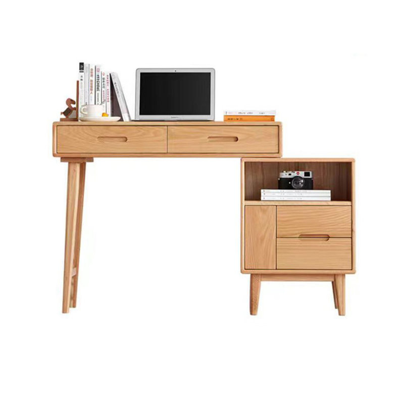 Bureau moderne en bois massif et bibliothèque intégrée