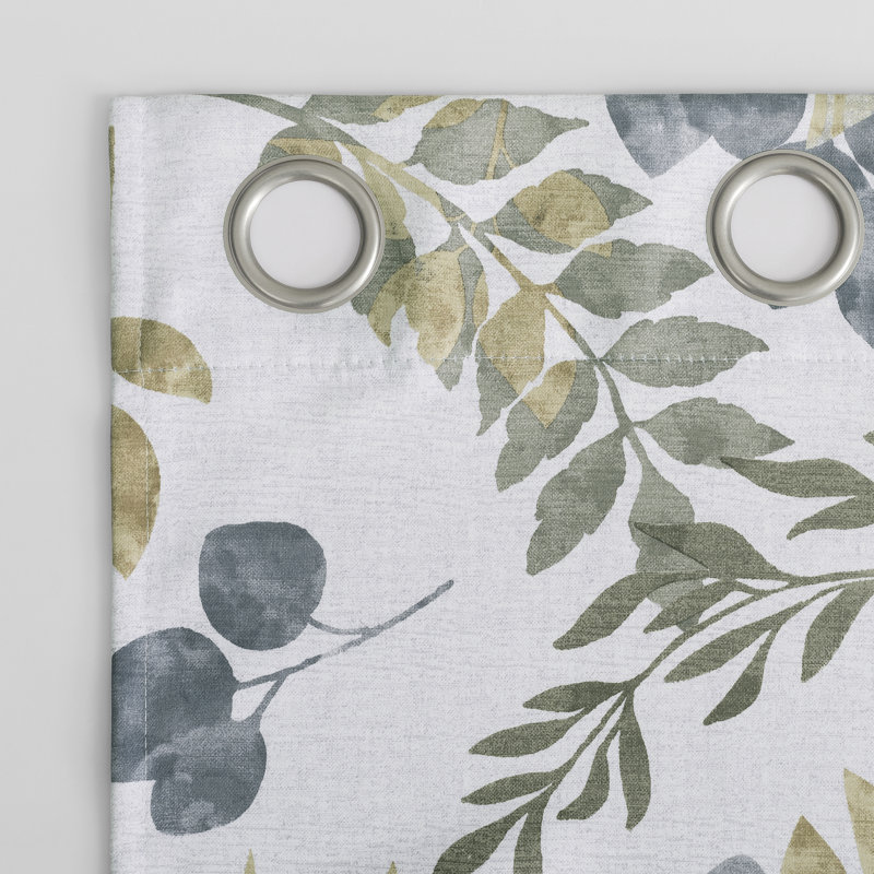 Panneau de rideau semi-diaphane à motif floral avec œillets, L 40 po x L 63 po