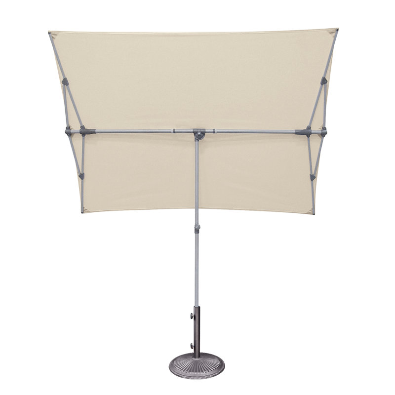 Capri Natural and Platinum Rectangular Aluminum Patio Umbrella