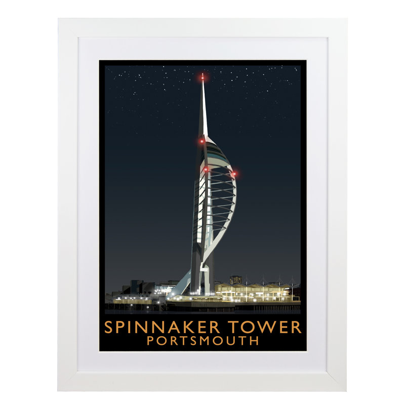 'Spinnaker Tower 2' 1 Piece Wall Art, 43.5 cm H x 33.5 cm W x 2.2 cm D, White Wood Frame