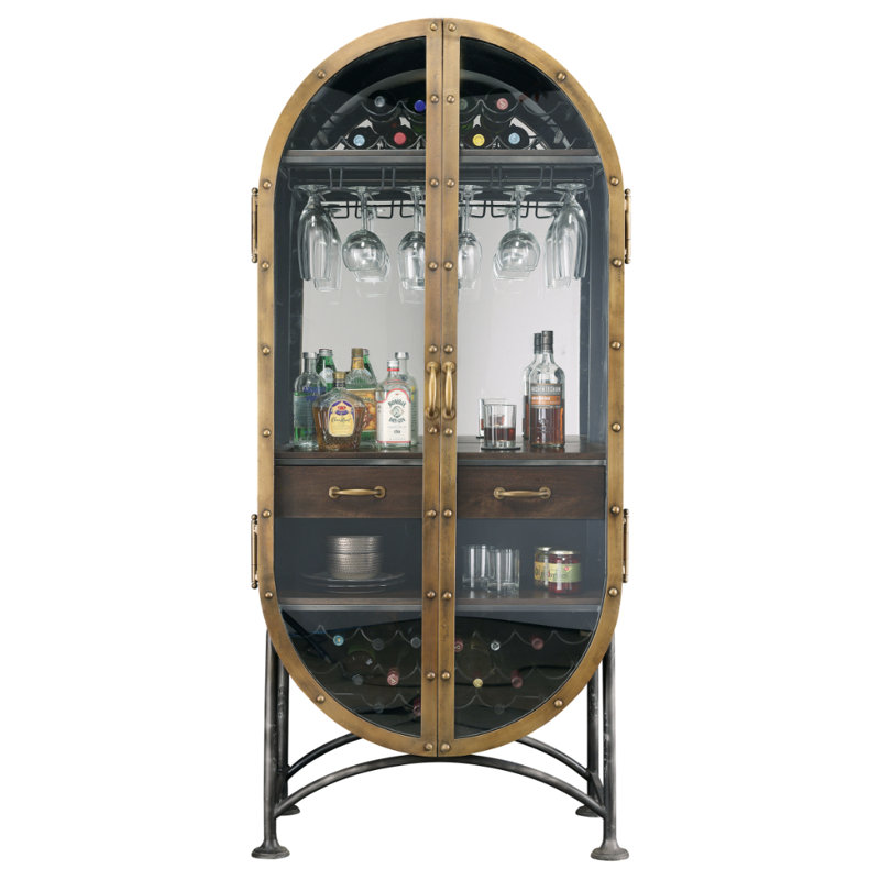 Armoire d'appoint rustique pour le vin et le bar avec éclairage DEL