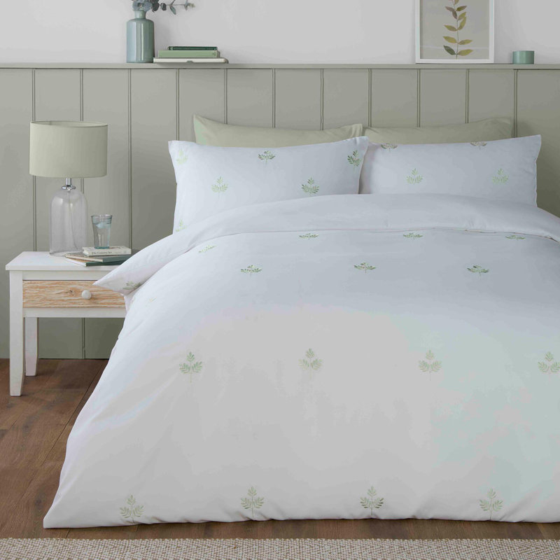 Emily Embroidery Polyester Floral Duvet Cover Set with Pillowcases Included, King Duvet Cover Set + 2 Pillowcases