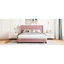3 grands lits tapissiers en lin de couleur rose - plateforme solide et tendance avec 3 tiroirs rose, tête de lit incluse