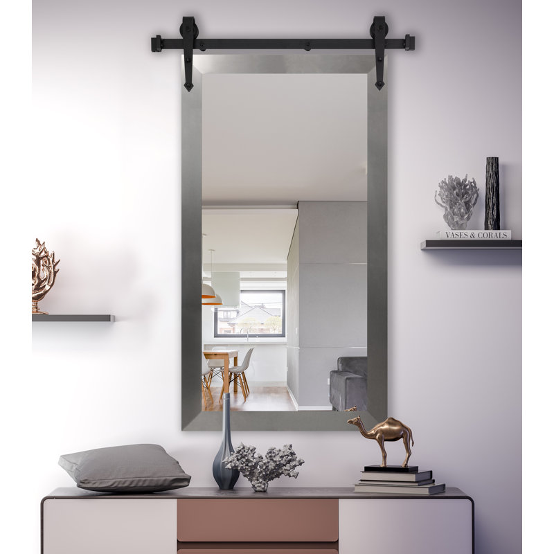 Neace Flat Wall Mirror, Brushed Nickel, 53" H x 30" W