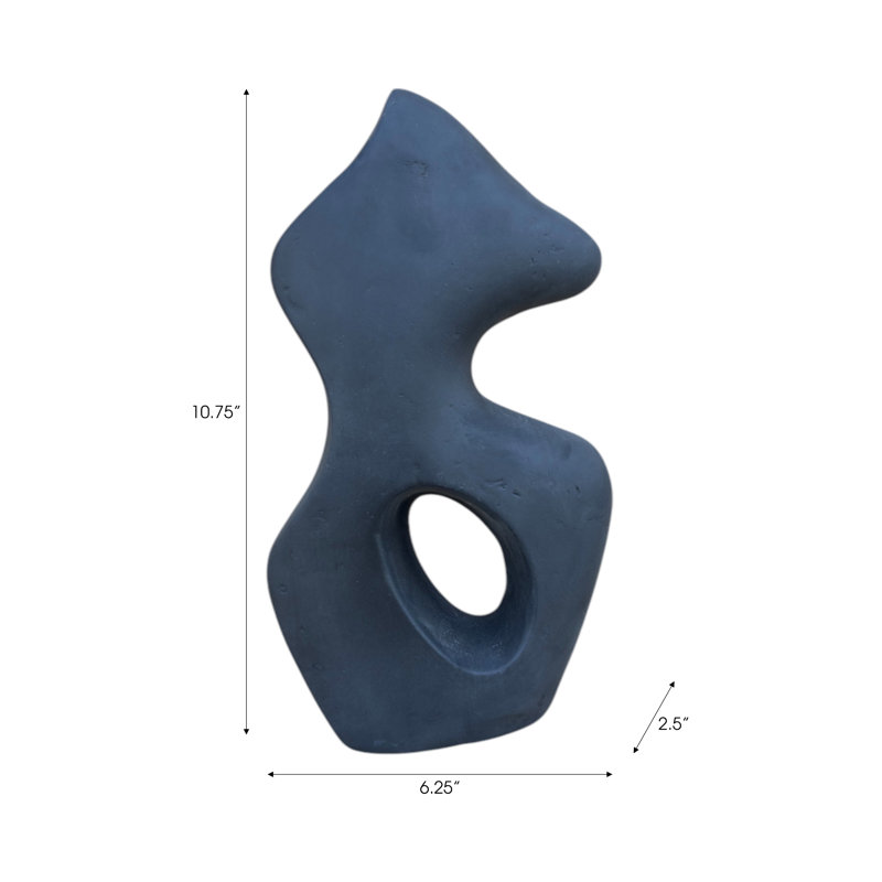 Abstract Pottery Paper Mache Modern Sculpture With Curved Silhouette And Contemporary Artistic Design, Black