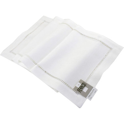 Classic White Hemstitch Rectangle Table Runner,