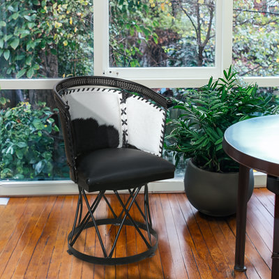 Fauteuil en cuir de vache noir CLAUDI Heritage