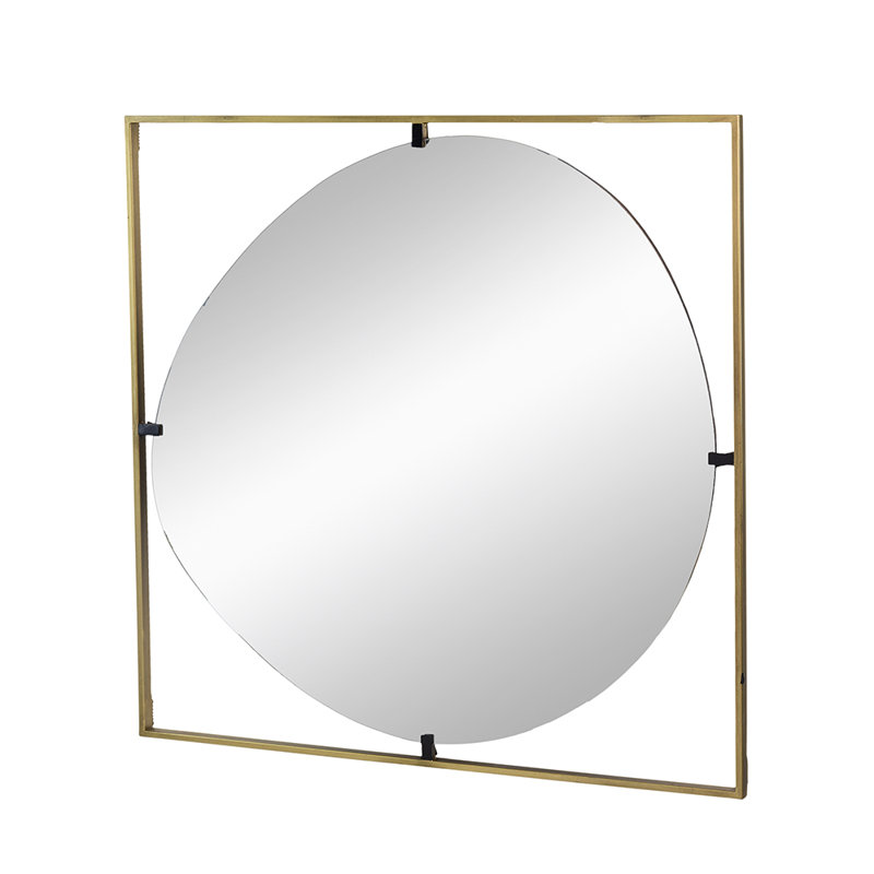 Addison Wall Mirror with Gold Metal Frame & Abstract Silhouette