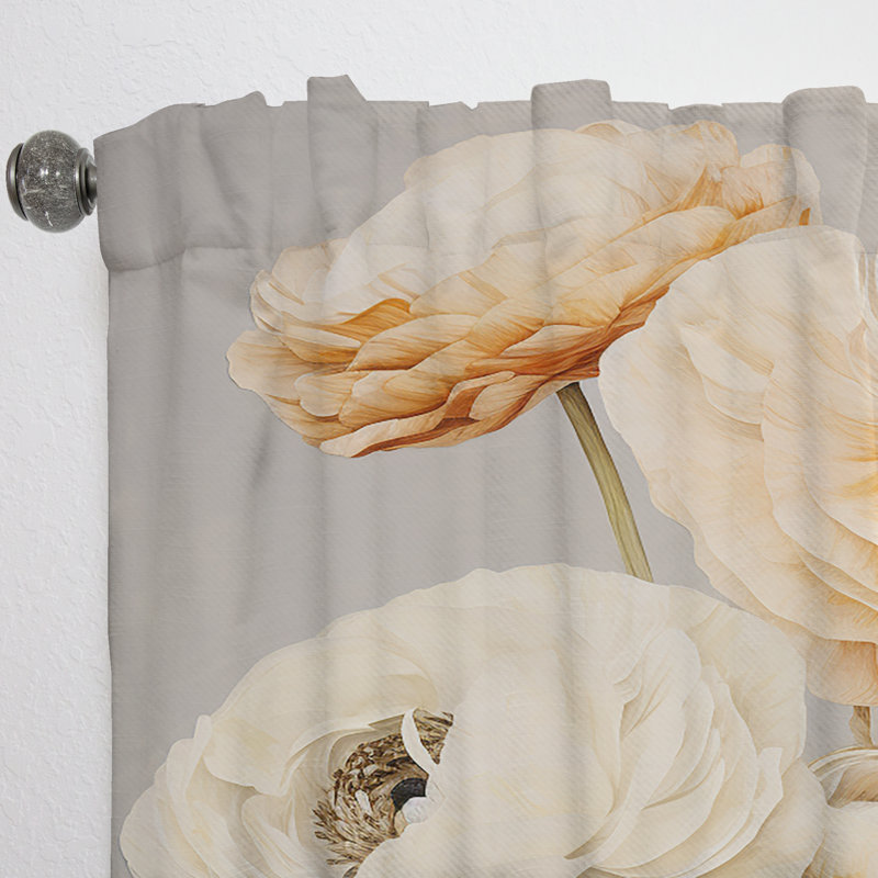 Normandy Floral Delights In Ranunculus II - Ranunculus Curtain - Velvet Room Darkening - 1 panel, 52" W x 95" L