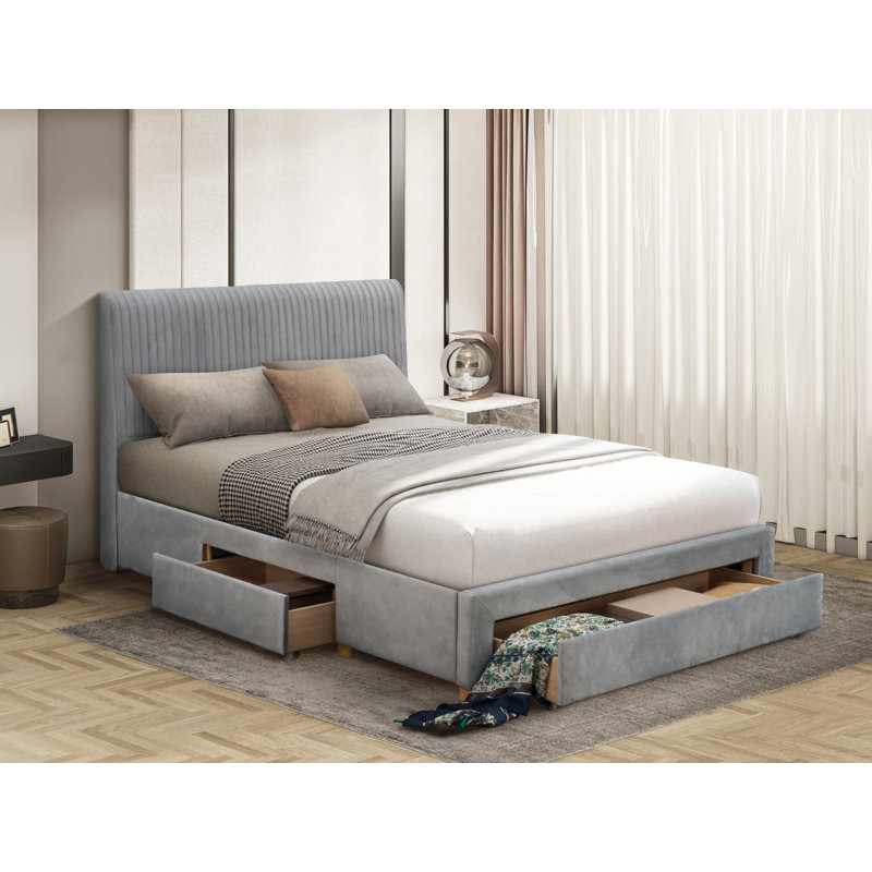 Upholstered Storage Bed, Kingsize (5'), Grey