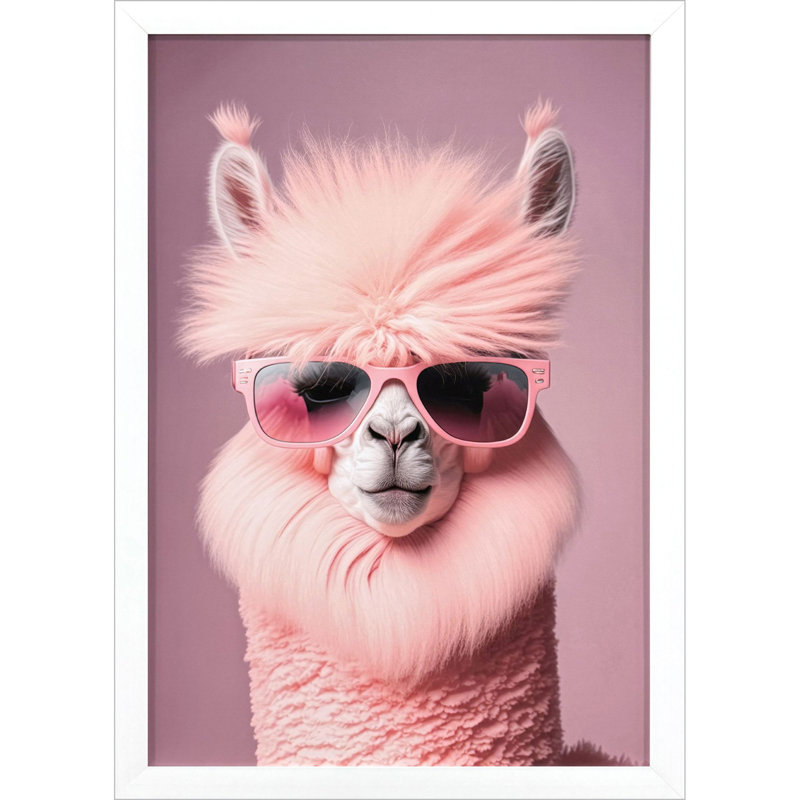 Art encadré "Lama en lunettes de soleil"