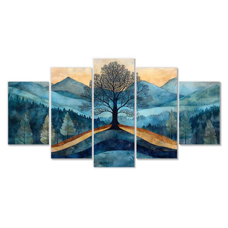 Montagne, forêt, pin, oots III - décoration murale montagnes de montagne - art mural traditionnel diamant