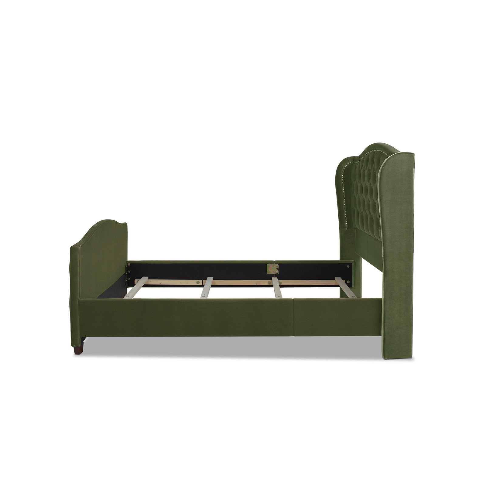 Coleman Upholstered Wingback Bed, Queen, Olive Green Velvet