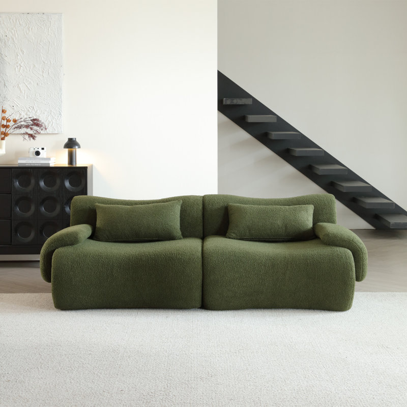 2-Piece Two Seaters Compression Sectional Sofa,Modular Couch, Green