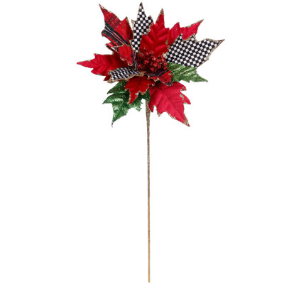 Festive Poinsettia Spray -  22 Inches Set Of 12