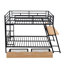 Lit superposé double avec structure en métal, bureau et 2 tiroirs - chambre à coucher noire