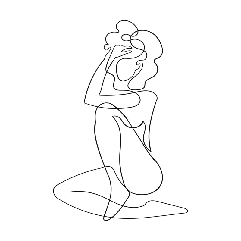 Illustration de Messian d'un corps de femme par Lizaveta Kadol, H 12 po x l 12 po x P 1,25 po