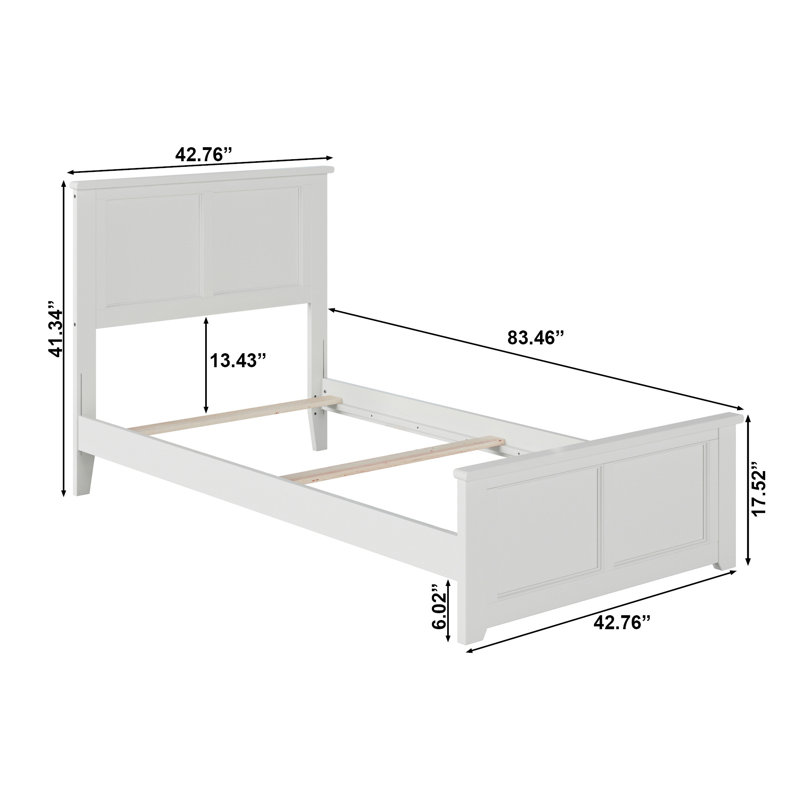 Amear Solid Wood Foundation Bed with Matching Footboard, White, Twin XL