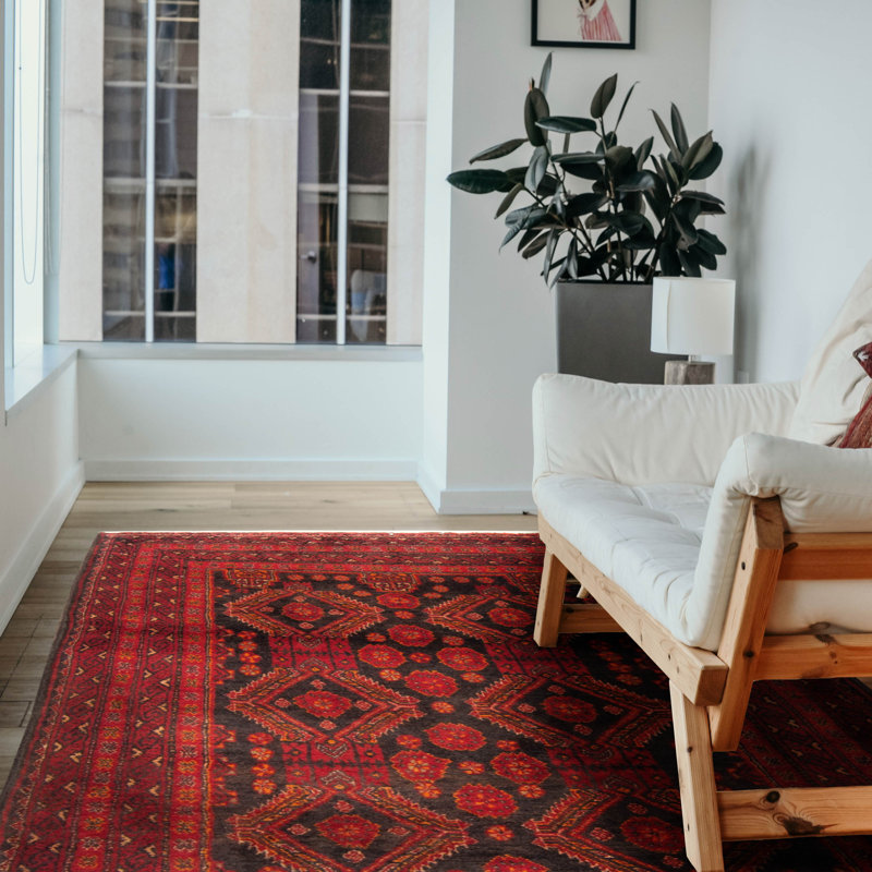 Tapis unique en laine noué à la main 3 pi 3 po x 6 pi 3 po nouvel âge Dahlya