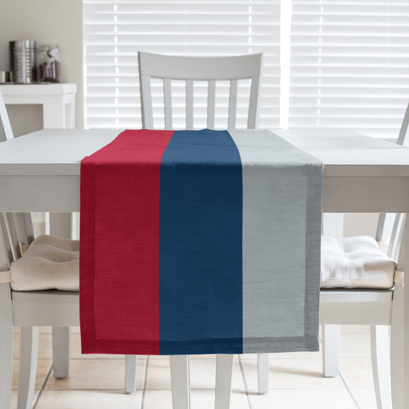 Chemin de table Seattle, Los Angeles, Anaheim, 72 po x 16 po, Rouge / bleu marine / argent
