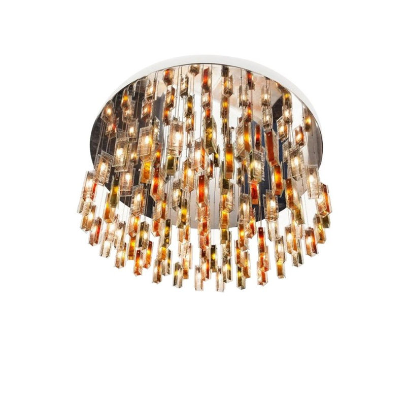 Lustre Murano, Vert, 30” Length x 30” Width x 40” Height, Laiton brossé